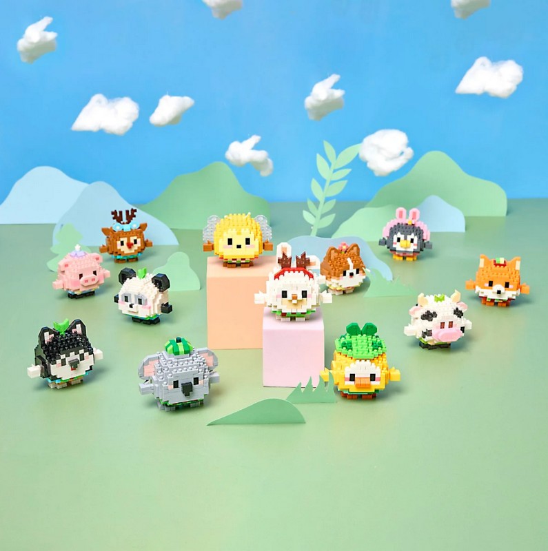 Costruzione di mattoncini da circa 200 pezzi a forma di 8 animali assortiti, una divertente idea regalo per adulti o bambini